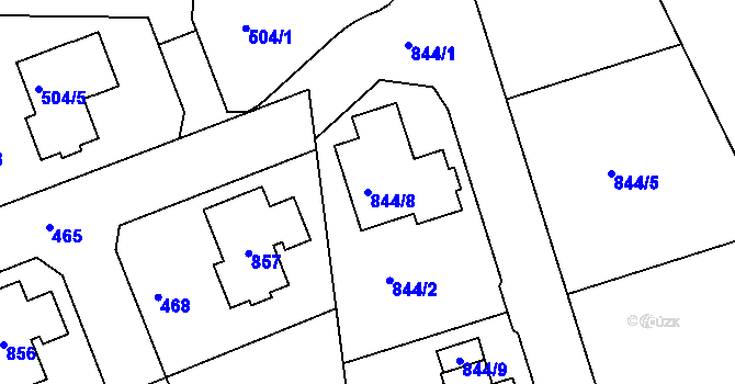 Parcela st. 844/8 v KÚ Jenišov, Katastrální mapa