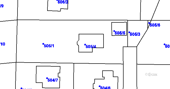 Parcela st. 505/4 v KÚ Jenišov, Katastrální mapa