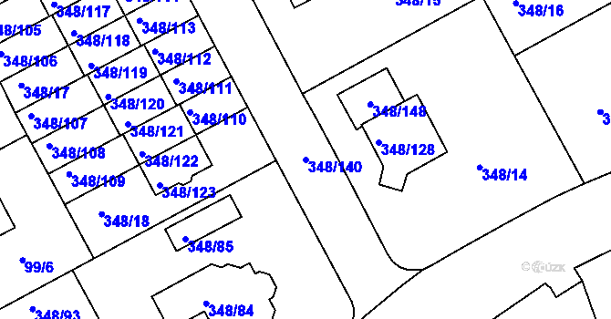 Parcela st. 348/140 v KÚ Jenišov, Katastrální mapa
