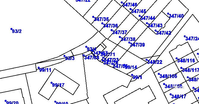 Parcela st. 347/71 v KÚ Jenišov, Katastrální mapa