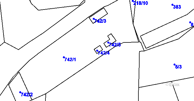 Parcela st. 742/4 v KÚ Jenišov, Katastrální mapa