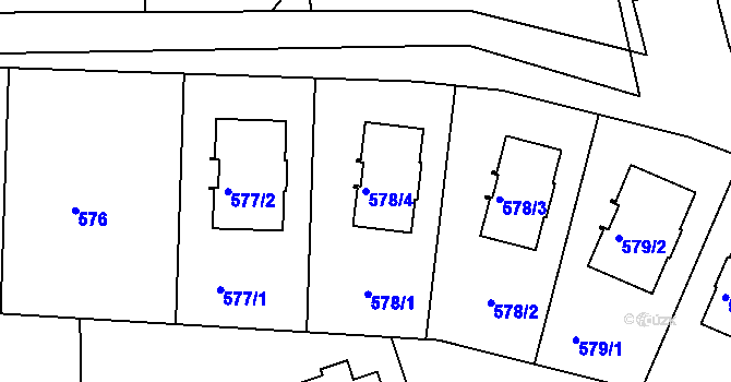 Parcela st. 578/4 v KÚ Jenišov, Katastrální mapa