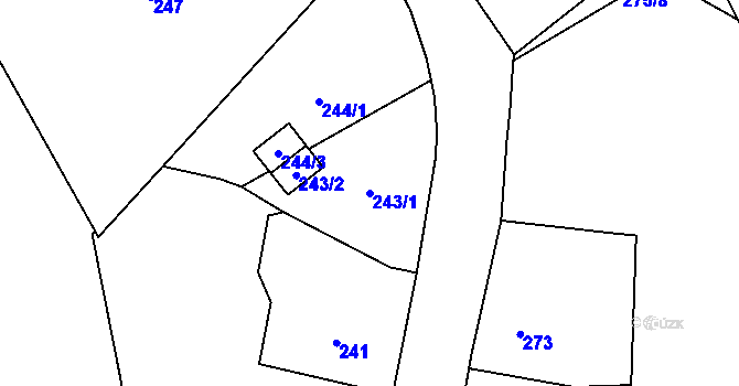 Parcela st. 243/1 v KÚ Jenišov, Katastrální mapa