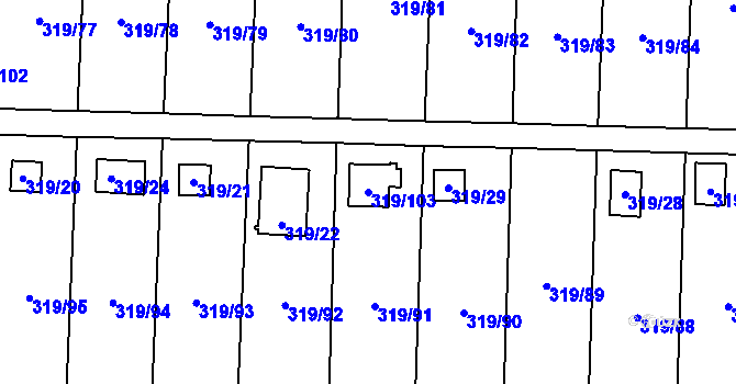 Parcela st. 319/103 v KÚ Jenišov, Katastrální mapa