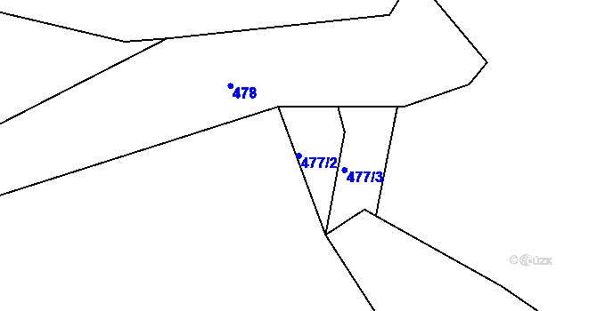 Parcela st. 477/2 v KÚ Jenišov, Katastrální mapa