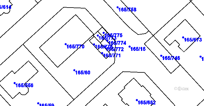 Parcela st. 165/771 v KÚ Jenišov, Katastrální mapa
