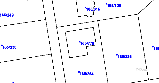 Parcela st. 165/778 v KÚ Jenišov, Katastrální mapa