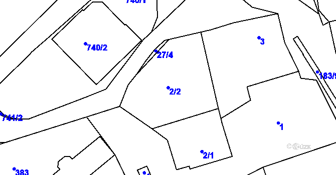 Parcela st. 2/2 v KÚ Jenišov, Katastrální mapa