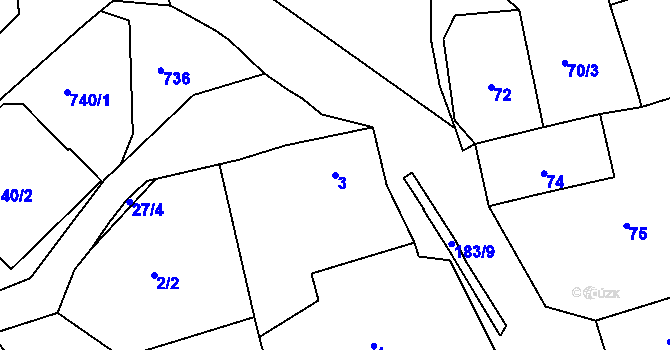 Parcela st. 3 v KÚ Jenišov, Katastrální mapa