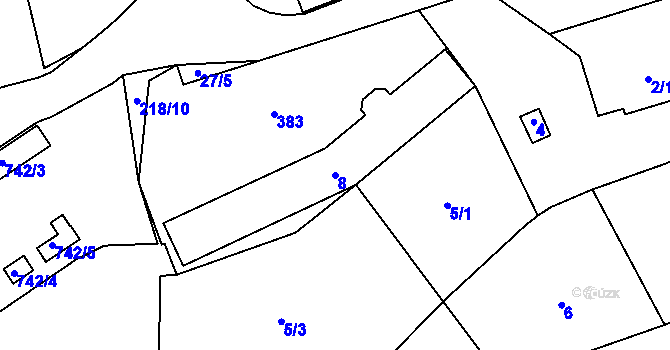 Parcela st. 8 v KÚ Jenišov, Katastrální mapa