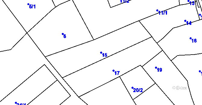Parcela st. 15 v KÚ Jenišov, Katastrální mapa