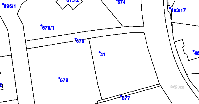 Parcela st. 41 v KÚ Jenišov, Katastrální mapa