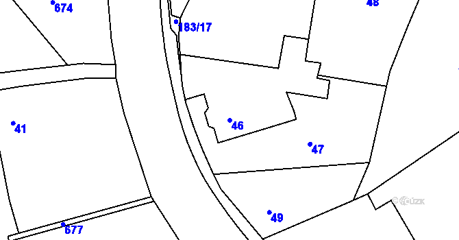 Parcela st. 46 v KÚ Jenišov, Katastrální mapa