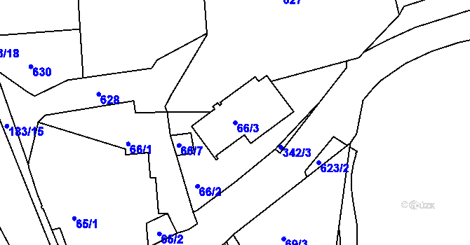 Parcela st. 66/3 v KÚ Jenišov, Katastrální mapa