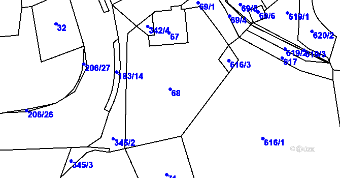 Parcela st. 68 v KÚ Jenišov, Katastrální mapa