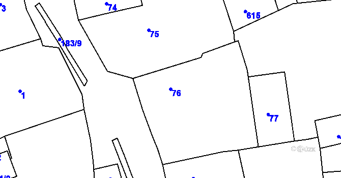 Parcela st. 76 v KÚ Jenišov, Katastrální mapa
