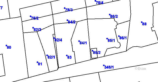 Parcela st. 84/1 v KÚ Jenišov, Katastrální mapa