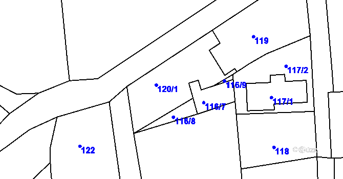 Parcela st. 120 v KÚ Jenišov, Katastrální mapa