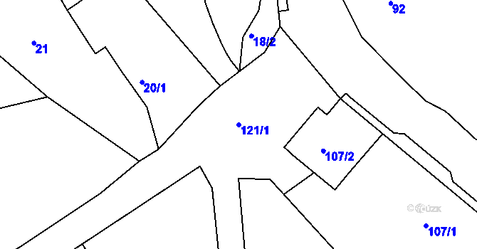 Parcela st. 121/1 v KÚ Jenišov, Katastrální mapa