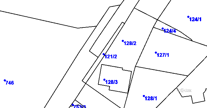 Parcela st. 121/2 v KÚ Jenišov, Katastrální mapa