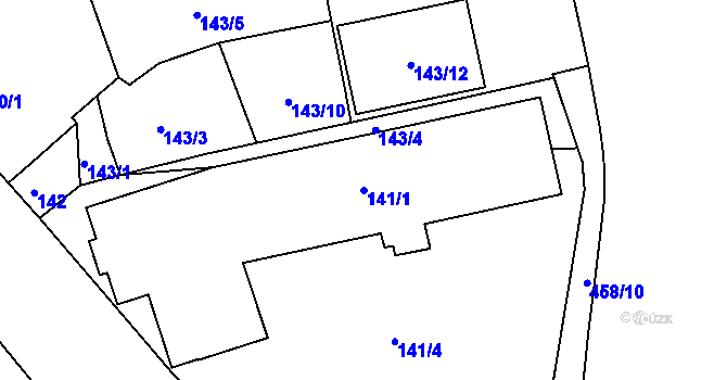 Parcela st. 141/1 v KÚ Jenišov, Katastrální mapa