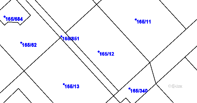 Parcela st. 165/12 v KÚ Jenišov, Katastrální mapa