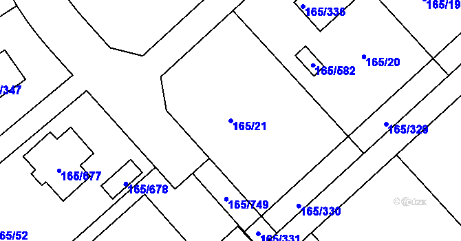 Parcela st. 165/21 v KÚ Jenišov, Katastrální mapa