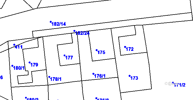 Parcela st. 175 v KÚ Jenišov, Katastrální mapa