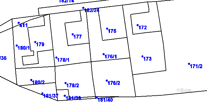 Parcela st. 176/1 v KÚ Jenišov, Katastrální mapa