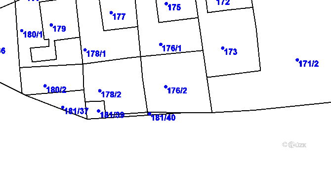 Parcela st. 176/2 v KÚ Jenišov, Katastrální mapa