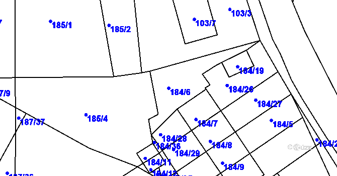 Parcela st. 184/6 v KÚ Jenišov, Katastrální mapa