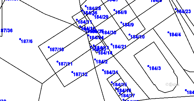 Parcela st. 184/14 v KÚ Jenišov, Katastrální mapa