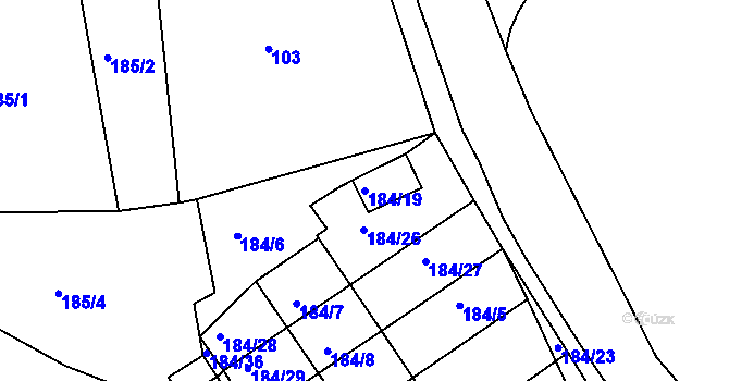 Parcela st. 184/19 v KÚ Jenišov, Katastrální mapa