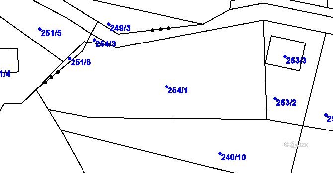 Parcela st. 254/1 v KÚ Jenišov, Katastrální mapa