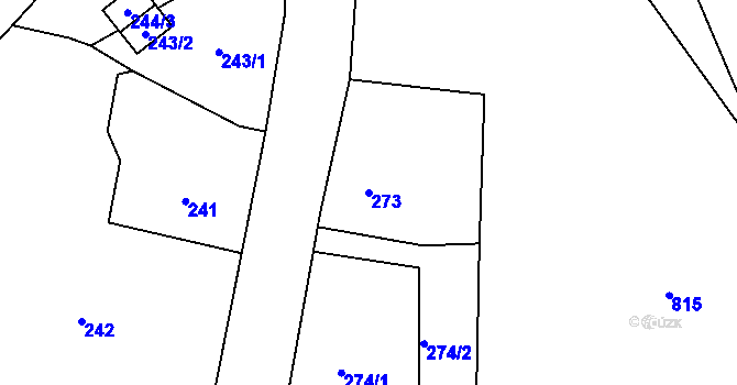 Parcela st. 273 v KÚ Jenišov, Katastrální mapa