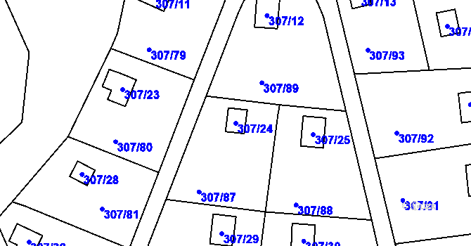 Parcela st. 307/24 v KÚ Jenišov, Katastrální mapa