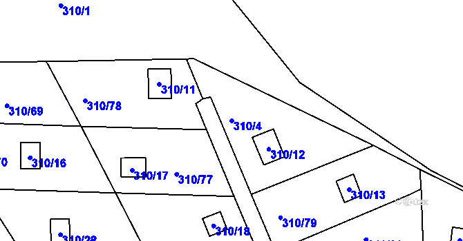 Parcela st. 310/4 v KÚ Jenišov, Katastrální mapa