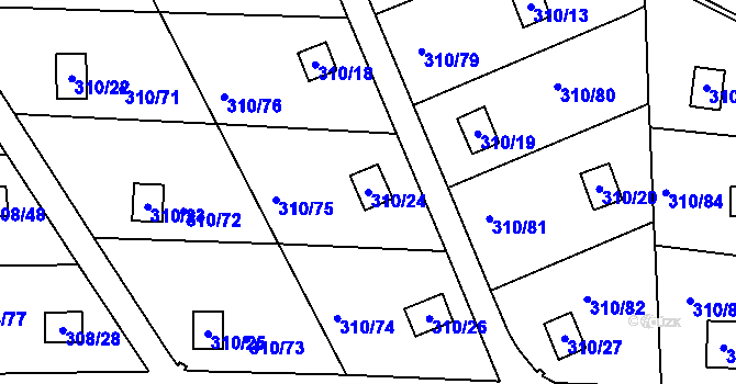 Parcela st. 310/24 v KÚ Jenišov, Katastrální mapa