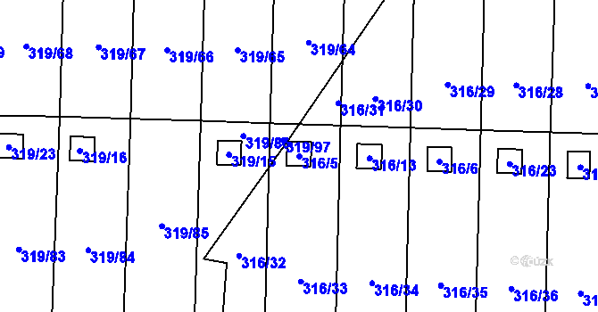 Parcela st. 316/5 v KÚ Jenišov, Katastrální mapa
