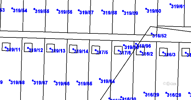 Parcela st. 317/5 v KÚ Jenišov, Katastrální mapa
