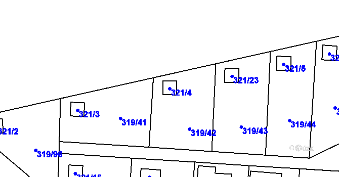 Parcela st. 321/4 v KÚ Jenišov, Katastrální mapa