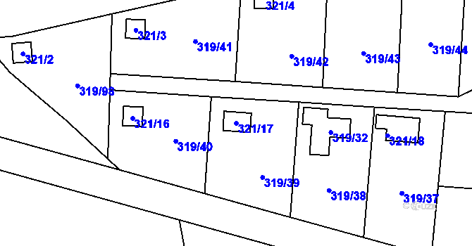 Parcela st. 321/17 v KÚ Jenišov, Katastrální mapa