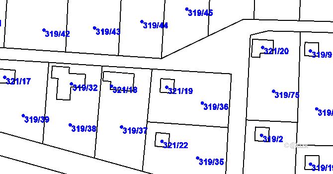 Parcela st. 321/19 v KÚ Jenišov, Katastrální mapa