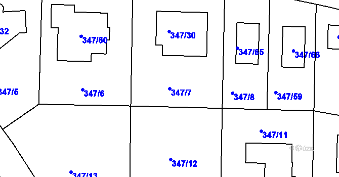 Parcela st. 347/7 v KÚ Jenišov, Katastrální mapa