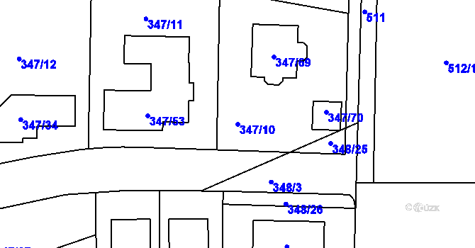 Parcela st. 347/10 v KÚ Jenišov, Katastrální mapa