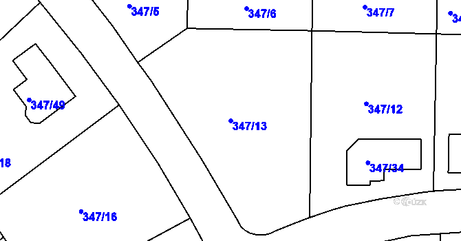 Parcela st. 347/13 v KÚ Jenišov, Katastrální mapa