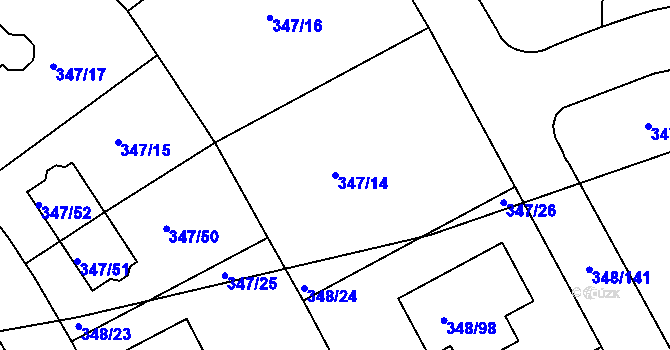 Parcela st. 347/14 v KÚ Jenišov, Katastrální mapa