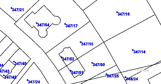Parcela st. 347/15 v KÚ Jenišov, Katastrální mapa