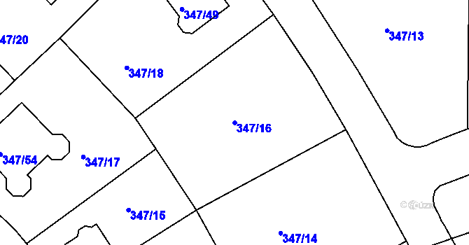 Parcela st. 347/16 v KÚ Jenišov, Katastrální mapa