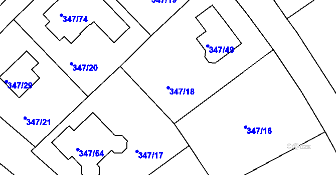 Parcela st. 347/18 v KÚ Jenišov, Katastrální mapa